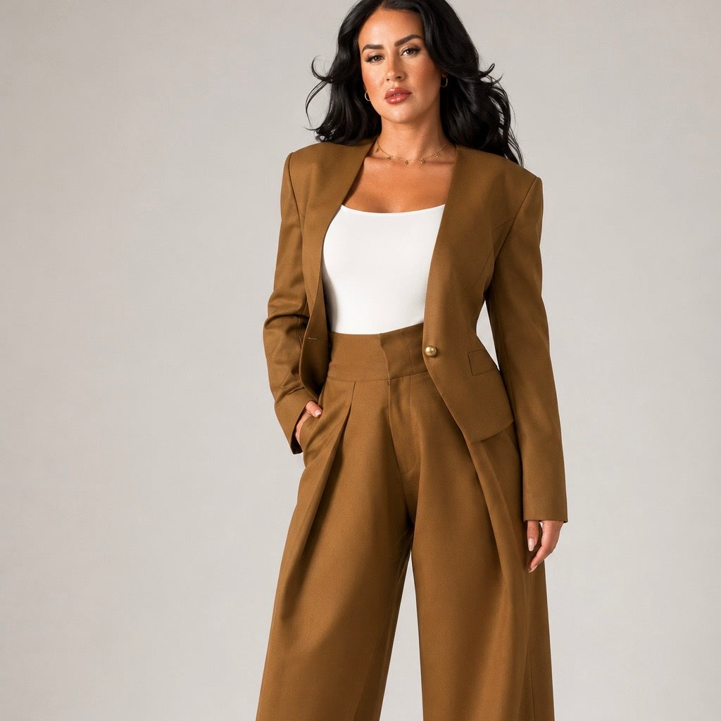 Riah Brown Tailored Suit Blazer