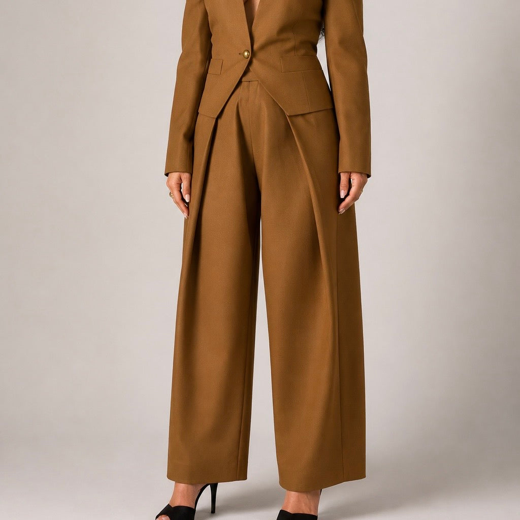 RIAH Brown Tailored Suit Trousers