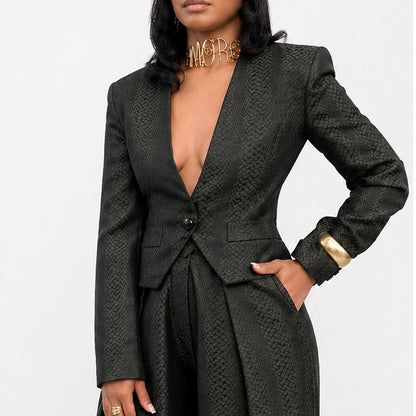 RIAH Textured Tailored Suit Blazer