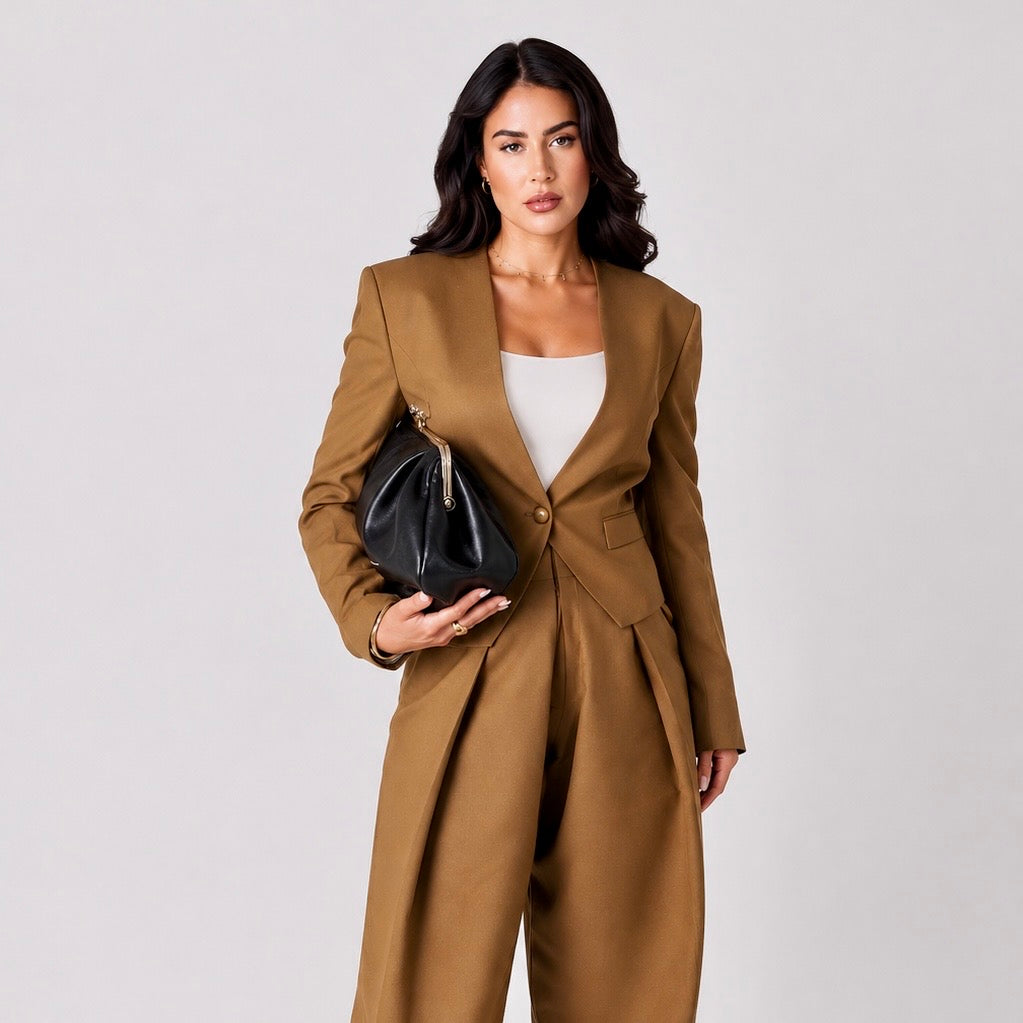 Riah Brown Tailored Suit Blazer