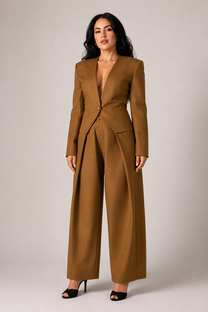 Riah Brown Tailored Suit Blazer