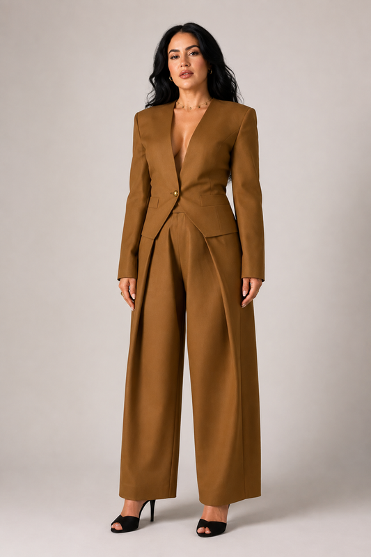 Riah Brown Tailored Suit Blazer